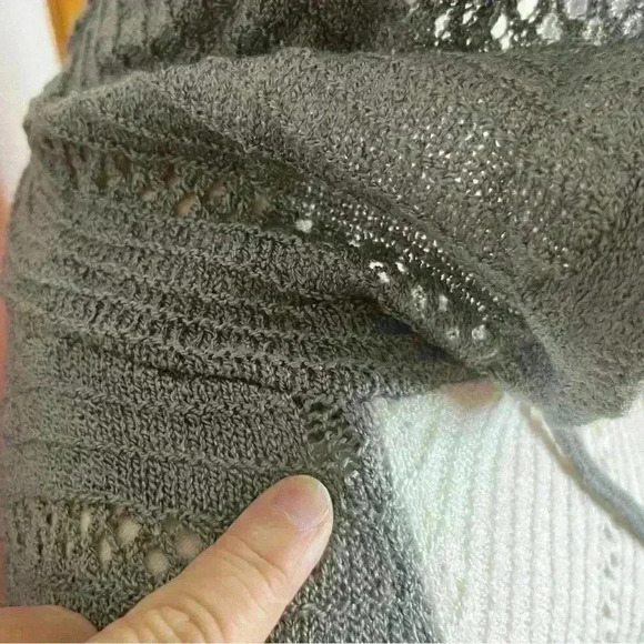 Crocheted Hooded Pullover Sweater Women Med/large Stripe Long Sleeve Cozy Casual - Picture 6 of 10